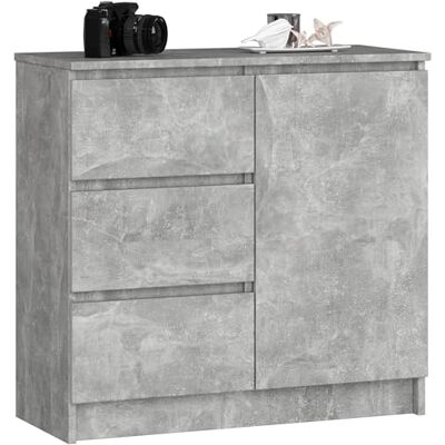 AKORD K-80 Jerry Commode met 3 laden, kast met 2 planken en 1 deur, voor woonkamer, slaapkamer, modern, gelamineerde plaat 16 mm, 80 x 77 x 35 cm, beton + betonnen voorkant AKORD K-80 Jerry Commode met 3 laden, kast met 2 planken en 1 deur, voor woonkamer, slaapkamer, modern, gelamineerde plaat 16 mm, 80 x 77 x 35 cm, beton + betonnen voorkant