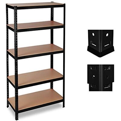 Relaxdays Rek voor zware lasten, 5 niveaus, belastbaar tot 1325 kg, steekrek, kelder, garage, HBT 180 x 90 x 60 cm, metaal/MDF, zwart Relaxdays Rek voor zware lasten, 5 niveaus, belastbaar tot 1325 kg, steekrek, kelder, garage, HBT 180 x 90 x 60 cm, metaal/MDF, zwart