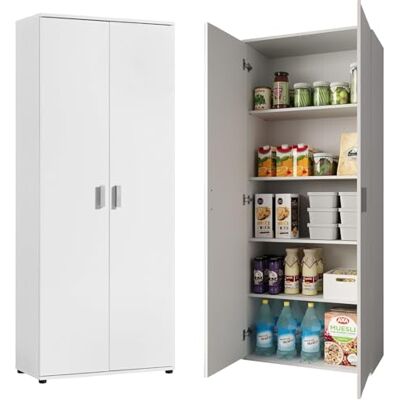 Home Collective Multifunctionele kast 75 cm breed met 2 deuren en 4 planken Veelzijdige kast voor benodigdheden, schoonmaakmiddelen en mappen Universele kast voor thuis, de hal, het kantoor en de kelder Wit Home Collective Multifunctionele kast 75 cm breed met 2 deuren en 4 planken Veelzijdige kast voor benodigdheden, schoonmaakmiddelen en mappen Universele kast voor thuis, de hal, het kantoor en de kelder Wit