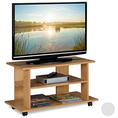 Relaxdays Meubilair, 2 vakken, console, tv-tafel op wielen, HlP, 45 x 80 x 40 cm, houteffect, spaanplaat, papier, kunststof, 45 x 80 x 40 cm Relaxdays Meubilair, 2 vakken, console, tv-tafel op wielen, HlP, 45 x 80 x 40 cm, houteffect, spaanplaat, papier, kunststof, 45 x 80 x 40 cm
