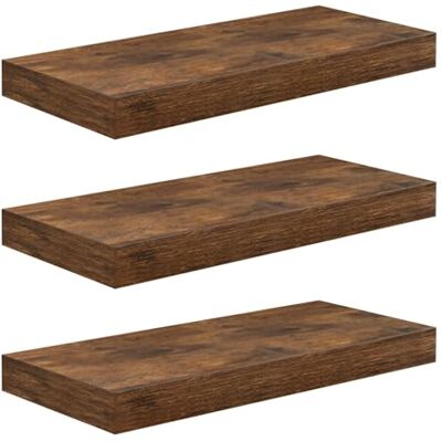 WOLTU Wandrek, boekenkast, decoratieve wandplanken, MDF-hout, set van 3 hangplanken, vintage bruin WOLTU Wandrek, boekenkast, decoratieve wandplanken, MDF-hout, set van 3 hangplanken, vintage bruin