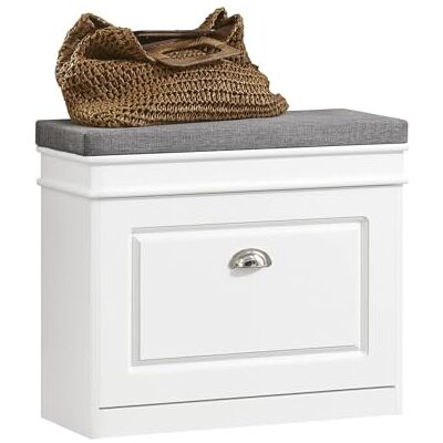 SoBuy FSR82-K-W Schoenbank Schoenenkast met gecapitonneerde zitting en bekleding Schoenbank 60x24x51 cm Wit SoBuy FSR82-K-W Schoenbank Schoenenkast met gecapitonneerde zitting en bekleding Schoenbank 60x24x51 cm Wit