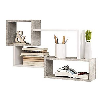 Selsey Kassi wandrek/hangkast/boekenkast in betonlook/wit mat 54 x 87 cm Selsey Kassi wandrek/hangkast/boekenkast in betonlook/wit mat 54 x 87 cm