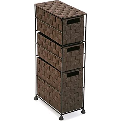 Versa Mannheim Badkamerkast, organizer, ladekast met 3 laden voor organisatie, moderne opslag, afmetingen (H x B x L): 57 x 28 x 15,5 cm, nylon, kleur: bruin Versa Mannheim Badkamerkast, organizer, ladekast met 3 laden voor organisatie, moderne opslag, afmetingen (H x B x L): 57 x 28 x 15,5 cm, nylon, kleur: bruin