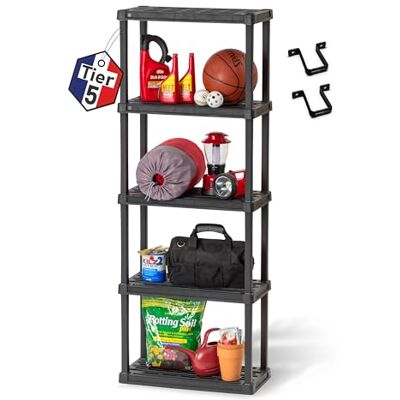 Iris Ohyama , Plank, licht en duurzaam, zwart, capaciteit van 25 kg per niveau, eenvoudig te monteren, roest- en schimmelbestendig, BPA-vrij, rek voor keuken, garage, PRS-M5 Iris Ohyama , Plank, licht en duurzaam, zwart, capaciteit van 25 kg per niveau, eenvoudig te monteren, roest- en schimmelbestendig, BPA-vrij, rek voor keuken, garage, PRS-M5