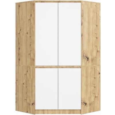 AKORD Artisan eiken hoekkast, 100 cm, 4 deuren, wit, 6 legplanken, 100 x 50 x 180 cm (b x h x d) AKORD Artisan eiken hoekkast, 100 cm, 4 deuren, wit, 6 legplanken, 100 x 50 x 180 cm (b x h x d)