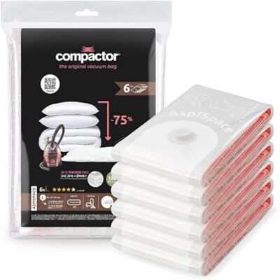 Compactor set 6 x vacuüm opbergtas, transparant, 80 x 100 x 0,2 cm hoogte Compactor set 6 x vacuüm opbergtas, transparant, 80 x 100 x 0,2 cm hoogte