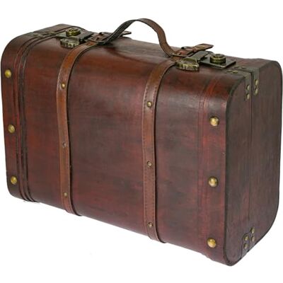 HMF Vintage houten schatkist 6412-145, 45 x 30,5 x 20 cm, groot, Peru HMF Vintage houten schatkist 6412-145, 45 x 30,5 x 20 cm, groot, Peru