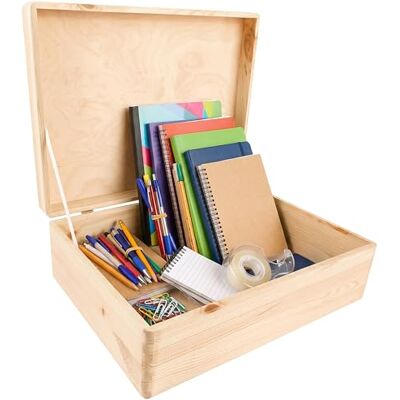 Creative XL Grote Houten Doos Opberg-Kist 40 x 30 x 14 cm (+/-1cm) met Deksel Borst voor Decoratie Perfect voor Documenten, Voorwerpen, Speelgoed, Gereedschap RUW EN ONVERZEGELD Creative XL Grote Houten Doos Opberg-Kist 40 x 30 x 14 cm (+/-1cm) met Deksel Borst voor Decoratie Perfect voor Documenten, Voorwerpen, Speelgoed, Gereedschap RUW EN ONVERZEGELD