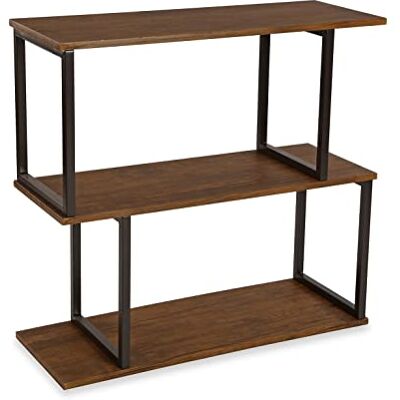 Versa Boston Wandrek in industriële stijl, boekenkast, afmetingen (H x B x B) 75 x 30 x 80 cm, hout en metaal, kleur bruin en zwart Versa Boston Wandrek in industriële stijl, boekenkast, afmetingen (H x B x B) 75 x 30 x 80 cm, hout en metaal, kleur bruin en zwart