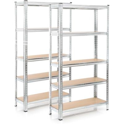 WilTec Rek voor zware lasten, verzinkt, 5 niveaus (2 x 180 x 90 x 45 cm) WilTec Rek voor zware lasten, verzinkt, 5 niveaus (2 x 180 x 90 x 45 cm)