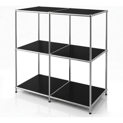 KARAT Concept Epure MK-027 zwart metalen rek met 3 niveaus met open planken (b x d x h) 80 x 40 x 80 cm frame van verchroomd staal en matte poedercoating modern en robuust KARAT Concept Epure MK-027 zwart metalen rek met 3 niveaus met open planken (b x d x h) 80 x 40 x 80 cm frame van verchroomd staal en matte poedercoating modern en robuust