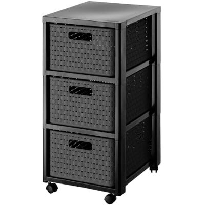 Rotho Country Rolcontainer met 3 lades in rotanlook, Kunststof (PP) BPA-vrij, antraciet, 3 x A4/18l (37.5 x 32.5 x 71.2 cm) Rotho Country Rolcontainer met 3 lades in rotanlook, Kunststof (PP) BPA-vrij, antraciet, 3 x A4/18l (37.5 x 32.5 x 71.2 cm)