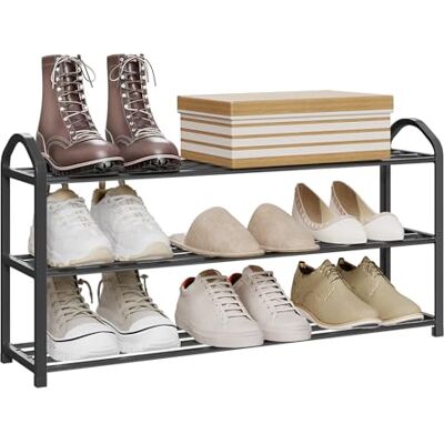WOLTU 3-laags schoenenrek Staande opbergplanken voor 12 paar schoenen metaal zwart WOLTU 3-laags schoenenrek Staande opbergplanken voor 12 paar schoenen metaal zwart