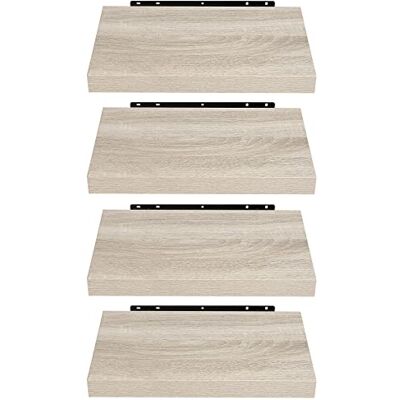 EUGAD 4-delig zwevend wandrek van hout, 25 x 22,9 x 3,8 cm, Sonoma eiken 0079QJ-4 EUGAD 4-delig zwevend wandrek van hout, 25 x 22,9 x 3,8 cm, Sonoma eiken 0079QJ-4