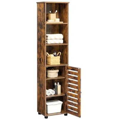 VASAGLE Badkamermeubel, opbergrek, hoge kast, met 3 open vakken en 2 verstelbare planken, woonkamer, entree, rustiek bruin BBK160X01 VASAGLE Badkamermeubel, opbergrek, hoge kast, met 3 open vakken en 2 verstelbare planken, woonkamer, entree, rustiek bruin BBK160X01