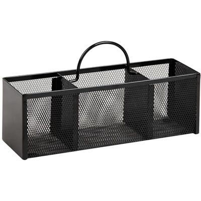Mind Reader 3MESHSQ-BLK Keukengereidispenser, bestekorganizer, zilver, metaal, 30,5 cm (L) x 8,9 cm (B) x 14 cm (H), staal, zwart gaas Mind Reader 3MESHSQ-BLK Keukengereidispenser, bestekorganizer, zilver, metaal, 30,5 cm (L) x 8,9 cm (B) x 14 cm (H), staal, zwart gaas
