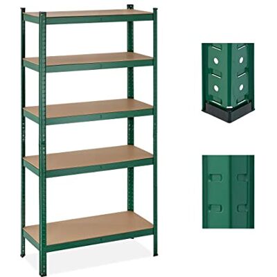 Relaxdays Rek voor zware lasten, 5 niveaus, HBT, 180 x 90 x 40 cm, draagvermogen 875 kg, metaal, opbergrek voor kelder, garage, groen Relaxdays Rek voor zware lasten, 5 niveaus, HBT, 180 x 90 x 40 cm, draagvermogen 875 kg, metaal, opbergrek voor kelder, garage, groen