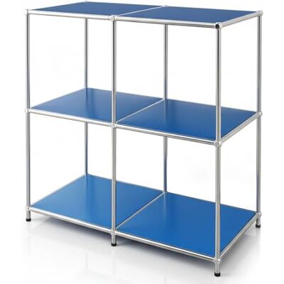 Floordirekt Concept Epure MK-027 Metalen rek, dressoir, blauw, verchroomd, 80 x 80 x 40 cm (b x d), modulair insteeksysteem in modern design, metalen rek voor woonkamer, kantoor, hal Floordirekt Concept Epure MK-027 Metalen rek, dressoir, blauw, verchroomd, 80 x 80 x 40 cm (b x d), modulair insteeksysteem in modern design, metalen rek voor woonkamer, kantoor, hal