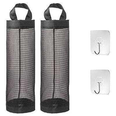 TAFACE Set van 2 plastic zakhouders om op te hangen, ademend gaas met haken, voor keuken, badkamer, slaapkamer enz. (zwart) TAFACE Set van 2 plastic zakhouders om op te hangen, ademend gaas met haken, voor keuken, badkamer, slaapkamer enz. (zwart)