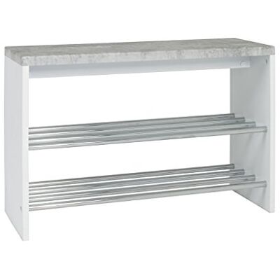 HAKU Möbel 95631 zitbank, metaal, betonlook, 81 x 30 x 55 cm, wit/chroom HAKU Möbel 95631 zitbank, metaal, betonlook, 81 x 30 x 55 cm, wit/chroom