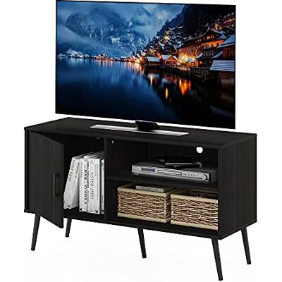 Furinno Claude Tv-kast in de eeuw midden stijl met houten poten, 1 kast met twee planken, espresso Furinno Claude Tv-kast in de eeuw midden stijl met houten poten, 1 kast met twee planken, espresso