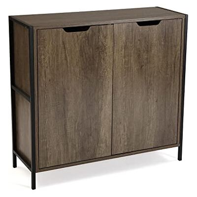 Versa Lizzy Smal dressoir voor hal of woonkamer, 2-deurs hulpkast, schoenenkast, afmetingen (H x B x B) 78,8 x 30 x 83,2 cm, metaal en hout, bruin/zwart Versa Lizzy Smal dressoir voor hal of woonkamer, 2-deurs hulpkast, schoenenkast, afmetingen (H x B x B) 78,8 x 30 x 83,2 cm, metaal en hout, bruin/zwart