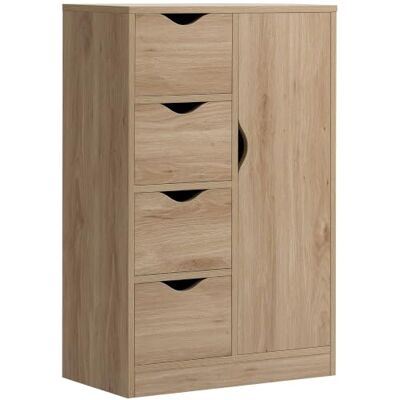 HOMCOM Moderne commode met 1 kast en 4 schuifladen – spaanplaat – voor woonkamer, keuken, entree, eetkamer – natuur Style Moderne pour Salon, Cuisine, Entrée, Salle à Manger HOMCOM Moderne commode met 1 kast en 4 schuifladen – spaanplaat – voor woonkamer, keuken, entree, eetkamer – natuur Style Moderne pour Salon, Cuisine, Entrée, Salle à Manger
