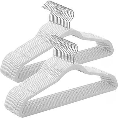 SONGMICS CRF026W02 30 stuks fluwelen kleerhangers voor jassen, overhemden en pakken, 41,5 cm breed, dun en duurzaam, 360 graden draaibare haken voor jassen, overhemden en pakken, wit SONGMICS CRF026W02 30 stuks fluwelen kleerhangers voor jassen, overhemden en pakken, 41,5 cm breed, dun en duurzaam, 360 graden draaibare haken voor jassen, overhemden en pakken, wit