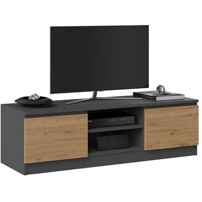 CDF TV-kast 120 Kleur: antraciet Artisan eiken Modern tv-meubel Planken voor audio/videoapparaten Opbergruimte voor kleine voorwerpen Ideaal voor woonkamer, slaapkamer Eenvoudige montage CDF TV-kast 120 Kleur: antraciet Artisan eiken Modern tv-meubel Planken voor audio/videoapparaten Opbergruimte voor kleine voorwerpen Ideaal voor woonkamer, slaapkamer Eenvoudige montage