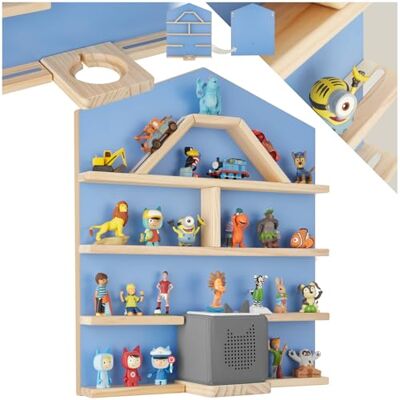 tectake Zwevend rek voor Tonies, 12 houten wandplanken met magneetstrips, afgeronde hoeken, opbergeenheid voor speelgoed tot 50 tonies, zwevende planken voor kinderkamer tectake Zwevend rek voor Tonies, 12 houten wandplanken met magneetstrips, afgeronde hoeken, opbergeenheid voor speelgoed tot 50 tonies, zwevende planken voor kinderkamer