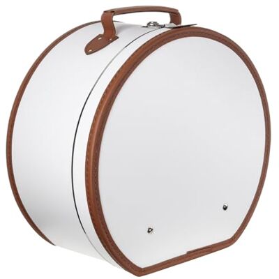 Lierys Creme witte ronde hoedendoos 40 cm x 21 cm hoedendoos met kunstleer met slot koffer voor hoeden ook als decoratie voor het appartement Lierys Creme witte ronde hoedendoos 40 cm x 21 cm hoedendoos met kunstleer met slot koffer voor hoeden ook als decoratie voor het appartement