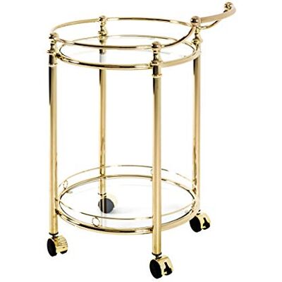 HAKU serveerwagen messing, metaal, gehard glas Dim.: L 59 cm x H 79 cm x D 49 cm, Stijl: hedendaags HAKU serveerwagen messing, metaal, gehard glas Dim.: L 59 cm x H 79 cm x D 49 cm, Stijl: hedendaags