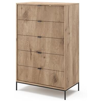 Vicco Commode "Eliza", Viking eiken, 76 x 120 cm met 5 laden, voor opslag en gebruik in de slaapkamer of hal Vicco Commode "Eliza", Viking eiken, 76 x 120 cm met 5 laden, voor opslag en gebruik in de slaapkamer of hal