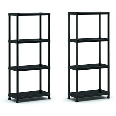 Keter Set van 2 planken 60/4, zwart, 4 planken, maximale belasting 20 kg elk, 60 x 30 x 135 cm Keter Set van 2 planken 60/4, zwart, 4 planken, maximale belasting 20 kg elk, 60 x 30 x 135 cm