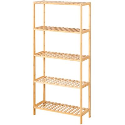 KARAT Bamboe rek Smal rek op standaard voor badkamer, slaapkamer, woonkamer elegante bloementrap decoratieve bloemenbank 60L x 26D x 130H cm model Ohio (5 niveaus) KARAT Bamboe rek Smal rek op standaard voor badkamer, slaapkamer, woonkamer elegante bloementrap decoratieve bloemenbank 60L x 26D x 130H cm model Ohio (5 niveaus)