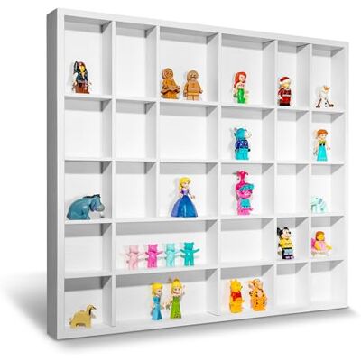 Creative Wandvitrine, klein rek, wit hout, 28 vakken, 44,5 x 40 x 3 cm, vitrine voor collectie, kleine opbergkast, kantoor en bibliotheek, vitrine, woonkamer, figuur Creative Wandvitrine, klein rek, wit hout, 28 vakken, 44,5 x 40 x 3 cm, vitrine voor collectie, kleine opbergkast, kantoor en bibliotheek, vitrine, woonkamer, figuur