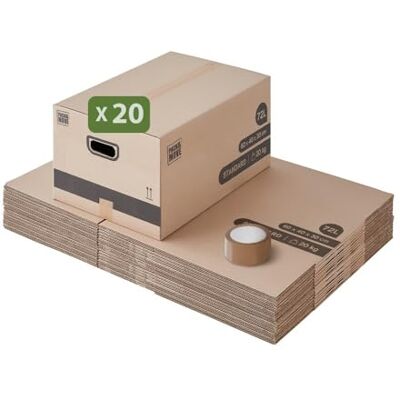 Pack and Move Set van 20 verhuisdozen, 72 l, 60 x 40 x 30 cm, gemaakt in Frankrijk, 70% FSC gecertificeerd, Pack & Move Pack and Move Set van 20 verhuisdozen, 72 l, 60 x 40 x 30 cm, gemaakt in Frankrijk, 70% FSC gecertificeerd, Pack & Move