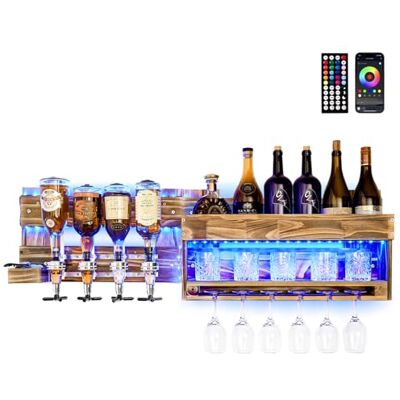 Yorbay Wijnrek van hout, wand: 4 drankdispensers Yorbay Wijnrek van hout, wand: 4 drankdispensers