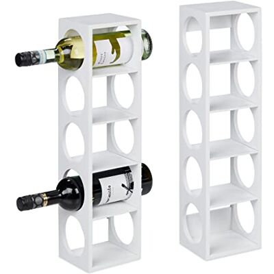 Relaxdays Wijnrek voor 5 flessen, set van 2, bamboe, h x b x d: 53 x 14 x 12 cm, keuken en bar, wit Relaxdays Wijnrek voor 5 flessen, set van 2, bamboe, h x b x d: 53 x 14 x 12 cm, keuken en bar, wit