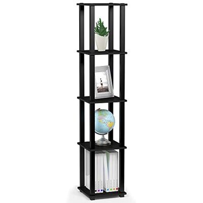 Furinno Turn Hoekrek met 5 niveaus, met vierkante buis, Americano/zwart, eenheidsmaat Furinno Turn Hoekrek met 5 niveaus, met vierkante buis, Americano/zwart, eenheidsmaat