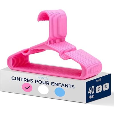 SereneLife 40 kleerhangers van kunststof voor kinderen, antislip babykleerhangers voor kast, slank design, ruimtebesparend, voor het organiseren van kleding SereneLife 40 kleerhangers van kunststof voor kinderen, antislip babykleerhangers voor kast, slank design, ruimtebesparend, voor het organiseren van kleding
