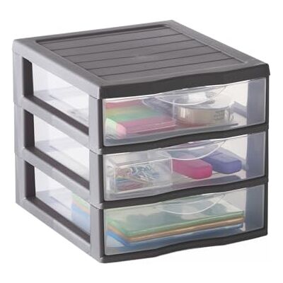 Sundis ORGAMIX Opslagtoren, 3 laden, formaat A6 + systeem "Stop-laden" en ergonomische handgrepen, grijs 4220014 Sundis ORGAMIX Opslagtoren, 3 laden, formaat A6 + systeem "Stop-laden" en ergonomische handgrepen, grijs 4220014