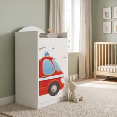 Happy Babies Kindercommode wit met 3 laden, ladekast met mooie print, waskast voor kinderkamer, babykamer, uniseks, nr. 71 Happy Babies Kindercommode wit met 3 laden, ladekast met mooie print, waskast voor kinderkamer, babykamer, uniseks, nr. 71