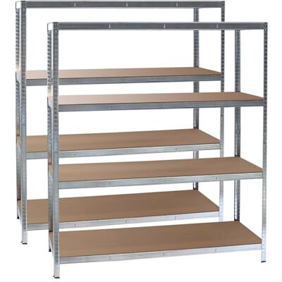 WilTec Set van 2 zware rekken 160 x 60 x 180 cm, 175 kg/plank, steekrek van verzinkt staal met 4 planken, werkplaatsrek WilTec Set van 2 zware rekken 160 x 60 x 180 cm, 175 kg/plank, steekrek van verzinkt staal met 4 planken, werkplaatsrek