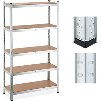 Relaxdays Rek voor zware lasten, 5 niveaus, 180 x 100 x 40 cm, draagvermogen 1250 kg, voor kelder, garage, metaal, zilver Relaxdays Rek voor zware lasten, 5 niveaus, 180 x 100 x 40 cm, draagvermogen 1250 kg, voor kelder, garage, metaal, zilver