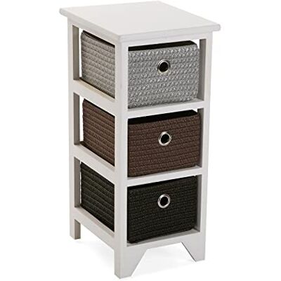 Versa Lingbo Badkamerkast, commode om te organiseren, commode met 3 laden om te organiseren, afmetingen (H x B x L) 56 x 30 x 25 cm, hout en kunststof, kleur: wit Versa Lingbo Badkamerkast, commode om te organiseren, commode met 3 laden om te organiseren, afmetingen (H x B x L) 56 x 30 x 25 cm, hout en kunststof, kleur: wit
