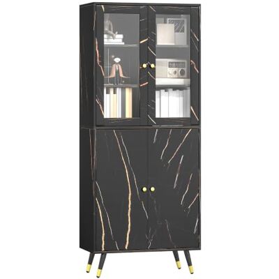 HOMCOM Boekenkast, 6 niveaus, kast, 70 x 35 x 170 cm, zwart Opbergkast, 6 open planken, glazen deur, moderne stijl, woonkamer, kantoor, slaapkamer HOMCOM Boekenkast, 6 niveaus, kast, 70 x 35 x 170 cm, zwart Opbergkast, 6 open planken, glazen deur, moderne stijl, woonkamer, kantoor, slaapkamer