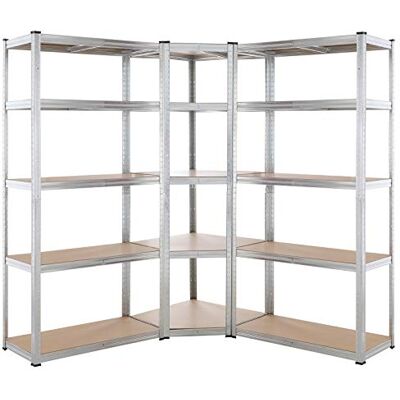 Monzana ® Set van 3 zware hoekplanken 2625 kg 15 MDF-platen Opbergrek voor kelder, werkplaats Monzana ® Set van 3 zware hoekplanken 2625 kg 15 MDF-platen Opbergrek voor kelder, werkplaats