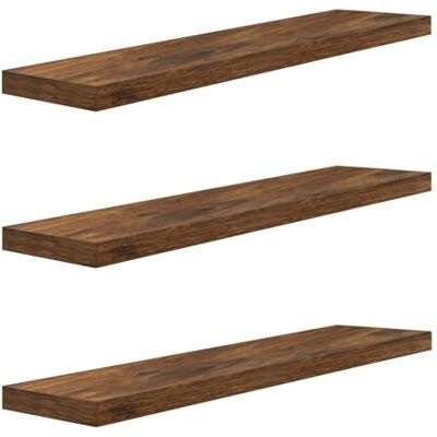 WOLTU Wandrek, boekenkast, decoratieve wandplanken, MDF-hout, set van 3, hangplanken, vintage bruin WOLTU Wandrek, boekenkast, decoratieve wandplanken, MDF-hout, set van 3, hangplanken, vintage bruin